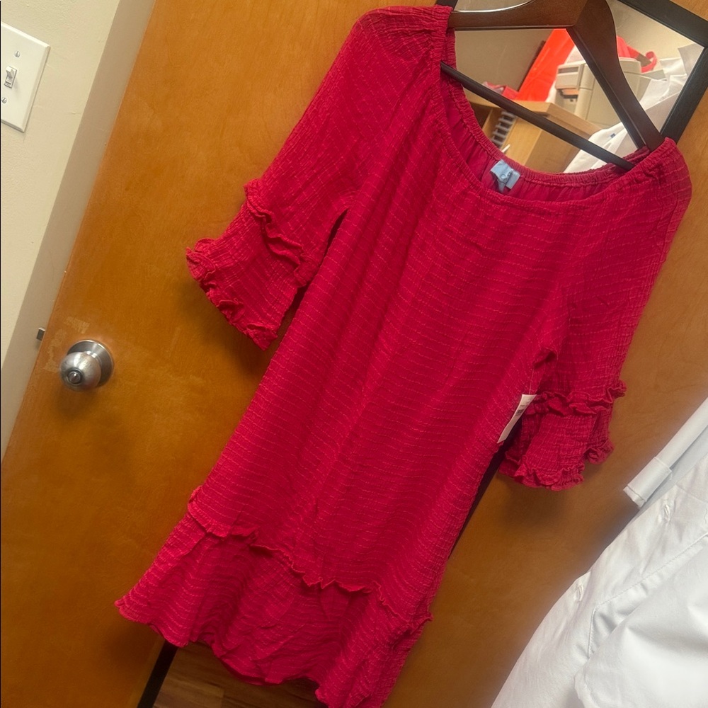 Ipanema Rose Cerise Ruffle Top